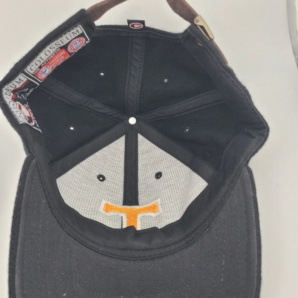 Colosseum Tennessee Volunteers Cap Mens Black Wool Chenille Leather Strap Hat